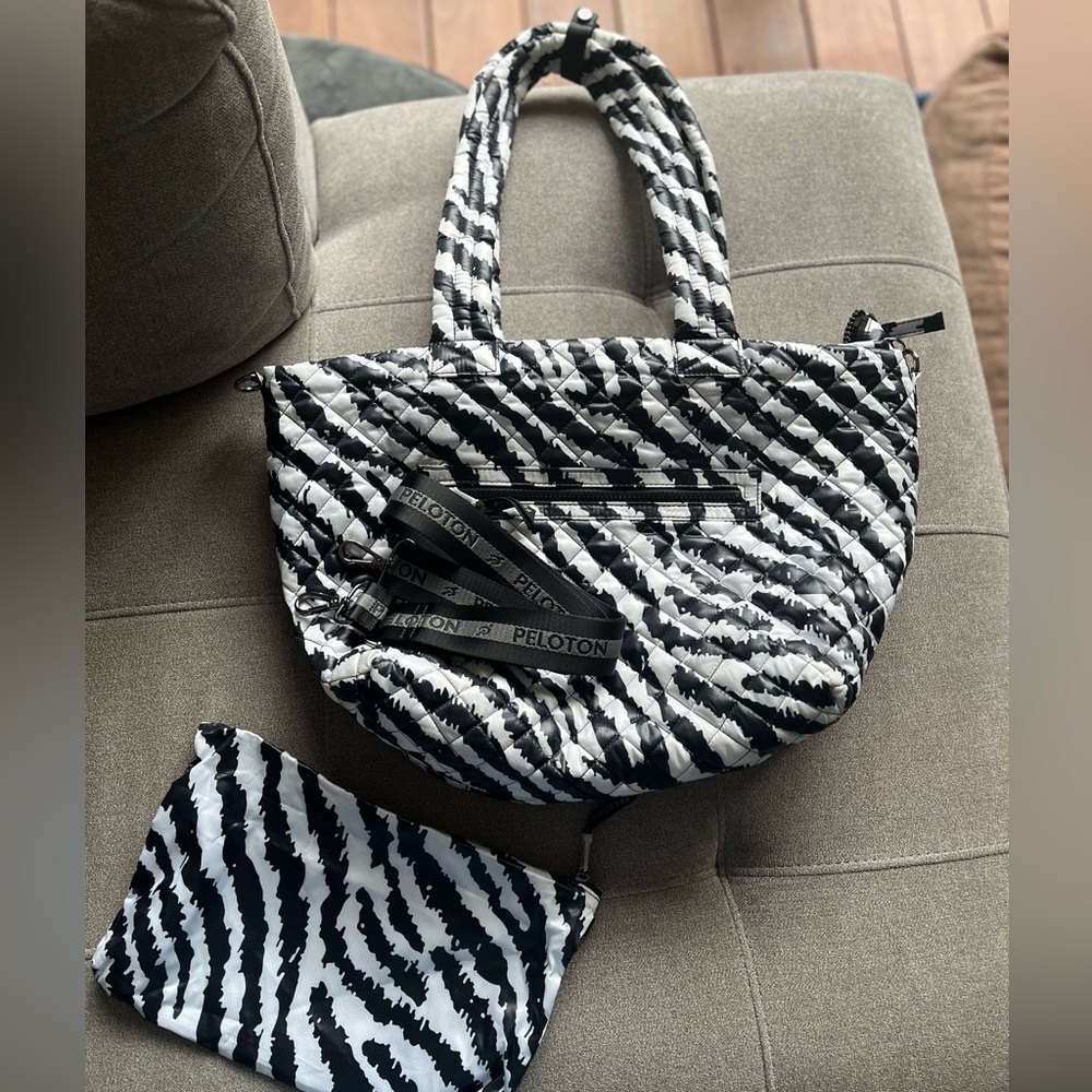 Oliver Thomas x Peloton Zebra Print Tote and Pouch Set